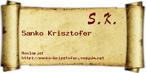 Sanko Krisztofer névjegykártya
